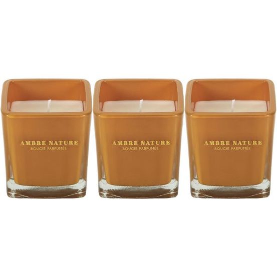 Bougie parfumée carrée nude 7 cm (lot de 3) moutarde