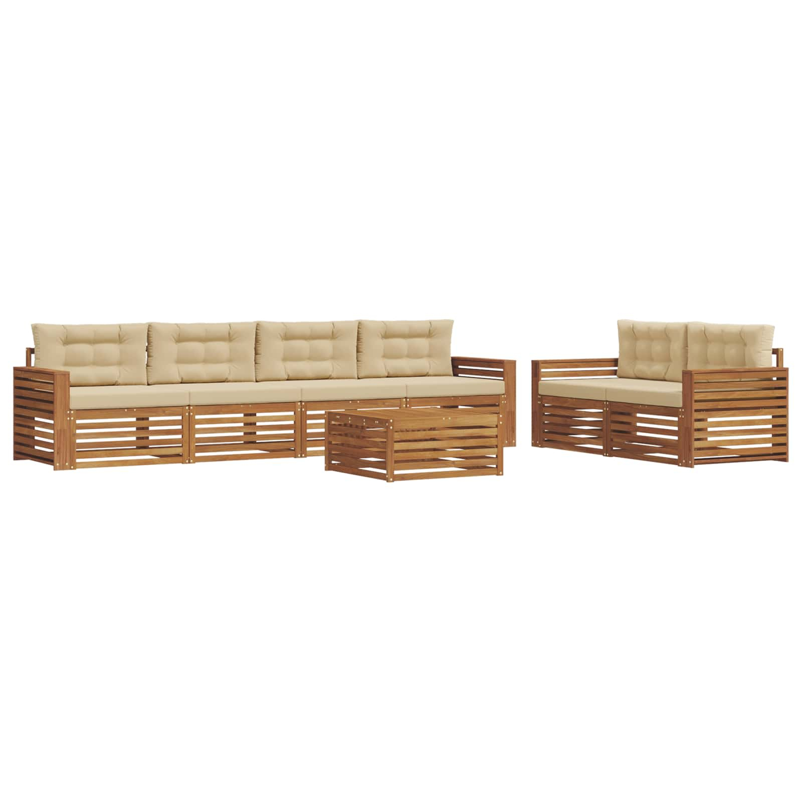 Ensemble de canapés d'extérieur 7 pcs naturel et beige