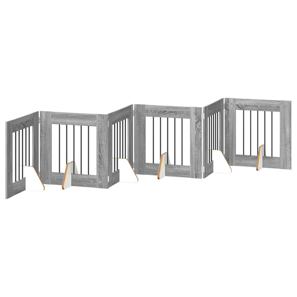 Porte de chien pliable avec supports 6 pc sonoma gris 362 cm