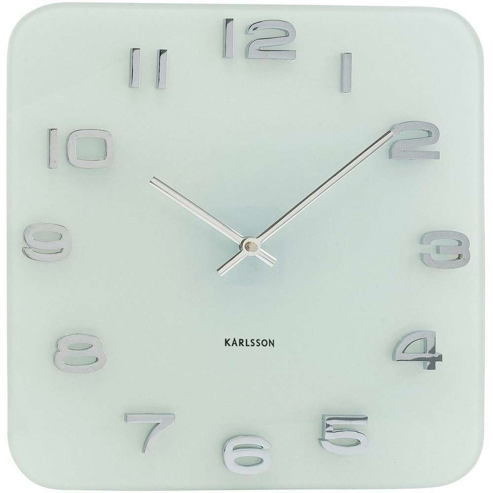 Horloge carrée vintage en verre 35 cm blanc