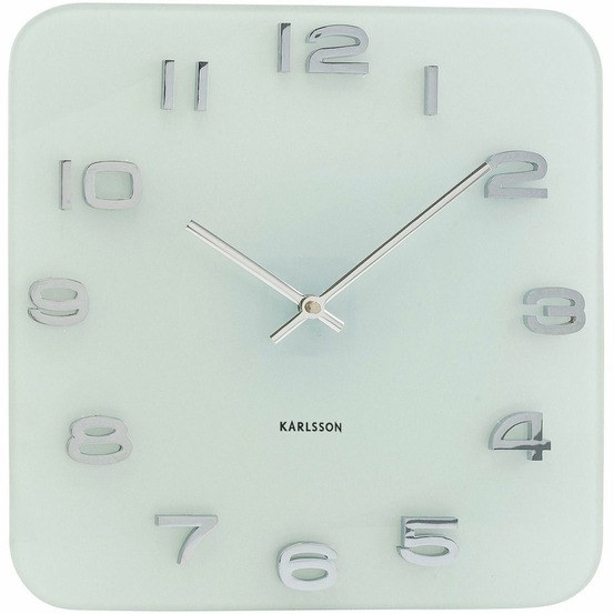 Horloge carrée vintage en verre 35 cm blanc