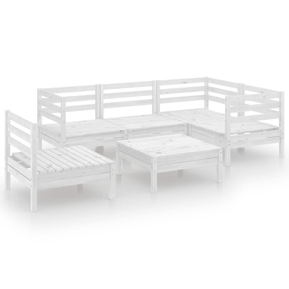 Salon de jardin 6 pcs bois de pin massif blanc