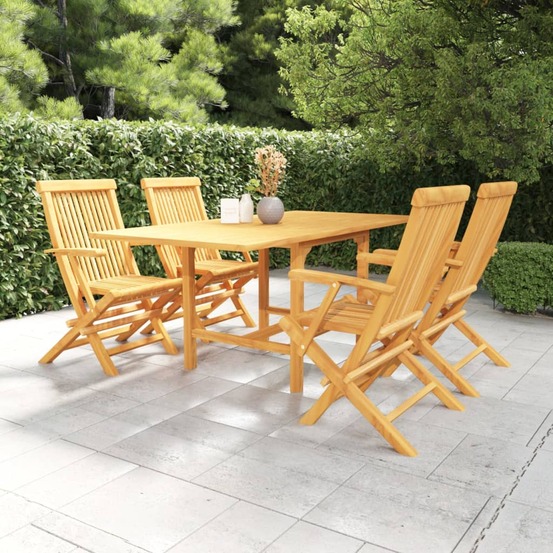 Salon de jardin 5 pcs bois de teck massif