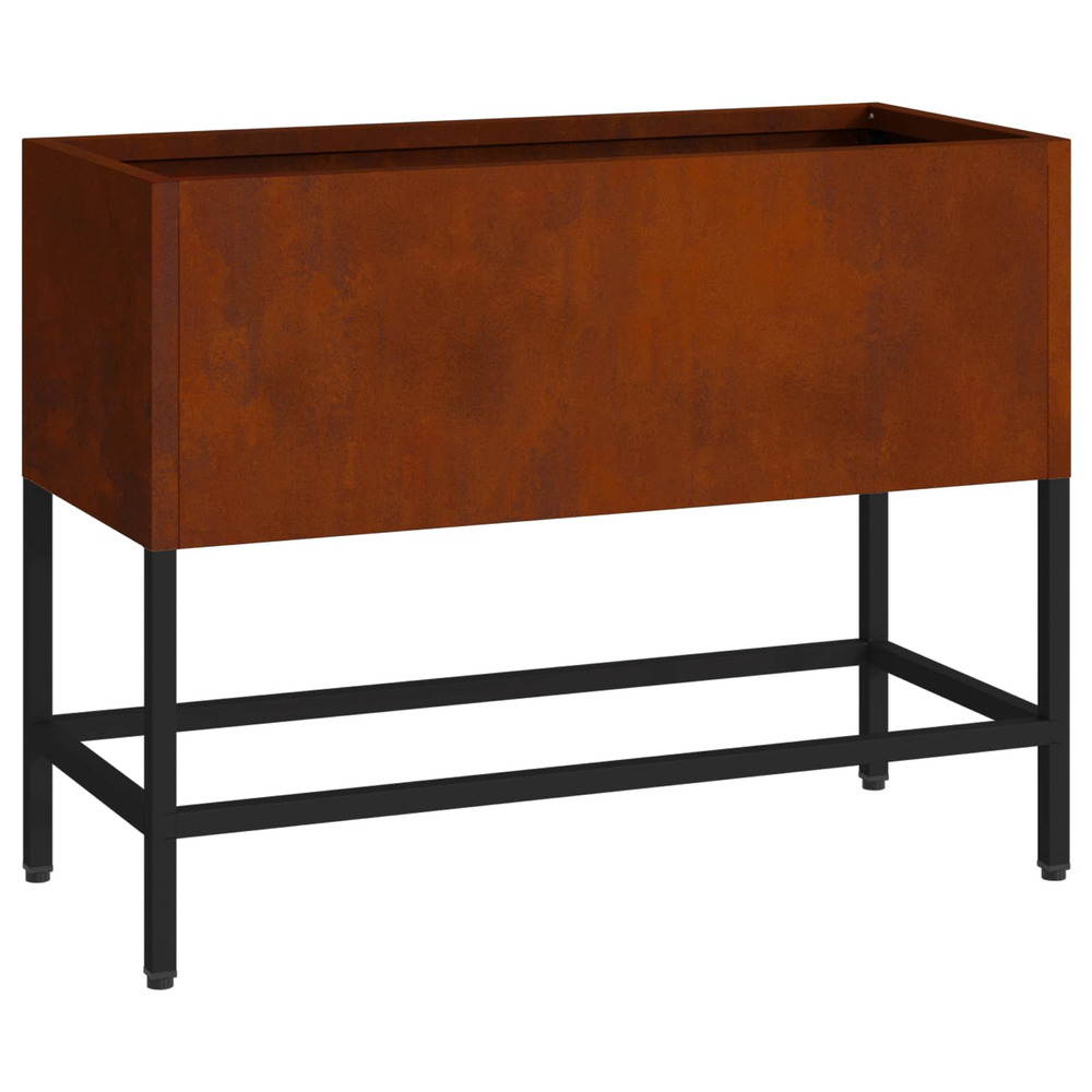 Bac de jardin surélevé rouillé 60 x 26 x 45 cm acier patiné