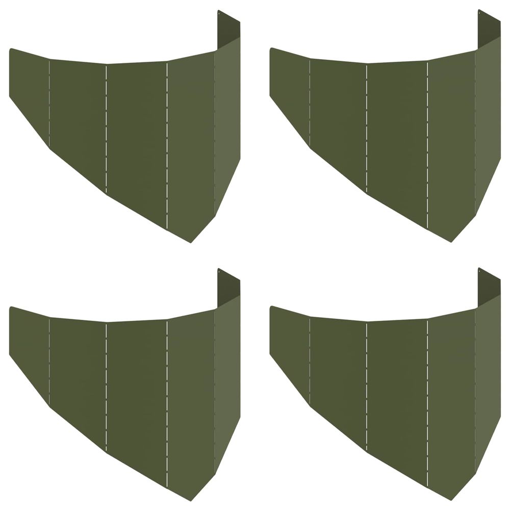 Bordure de pelouse 4 pc 100 x 45 cm acier vert olive