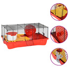 Cage pour hamsters rouge 58x32x36 cm polypropylène et métal