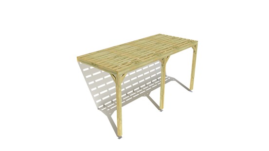 Pergola bois • 5m x 2m • adossée • sens profondeur • platelage bois • livraison comprise