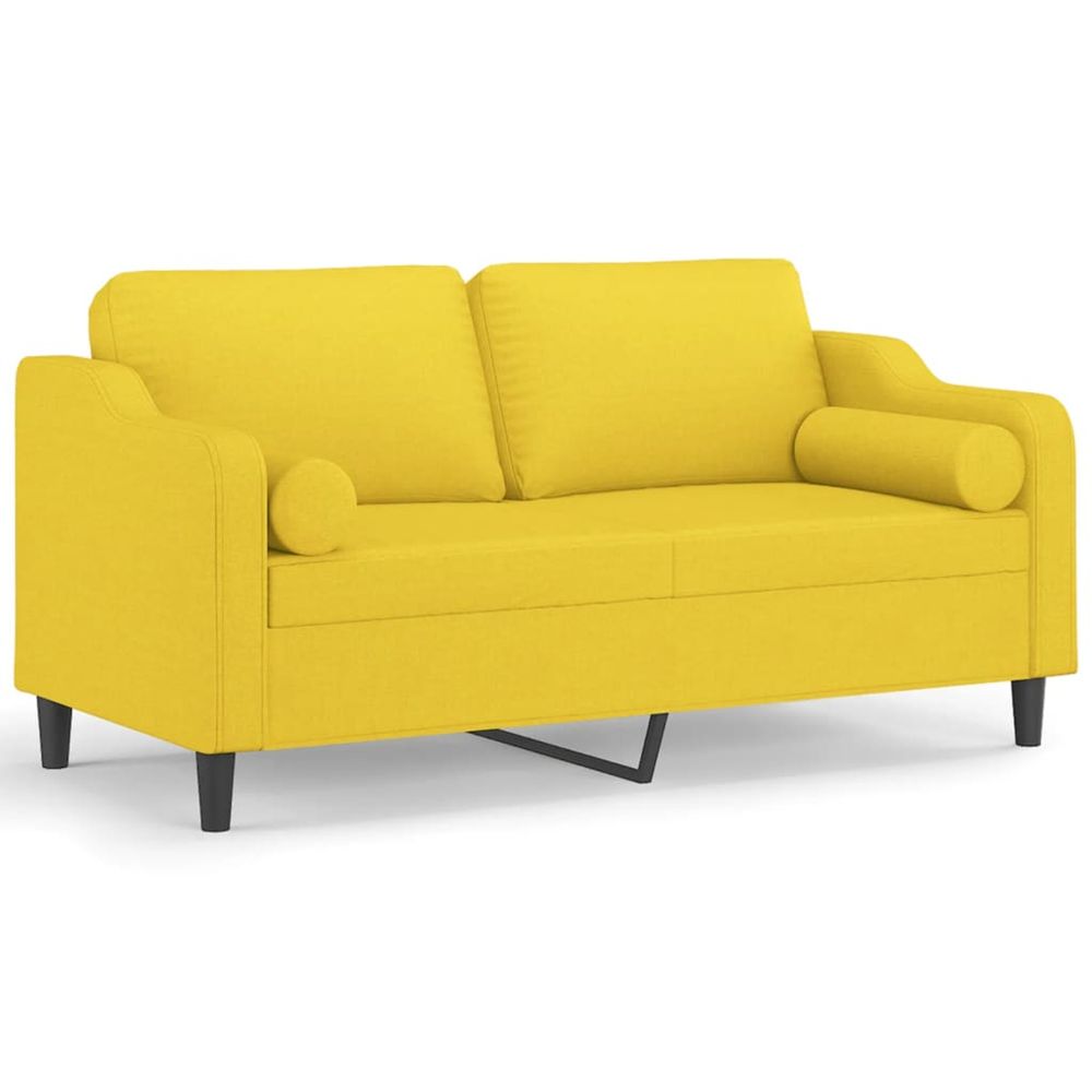 Canapé 2 places avec oreillers jaune clair 140 cm tissu