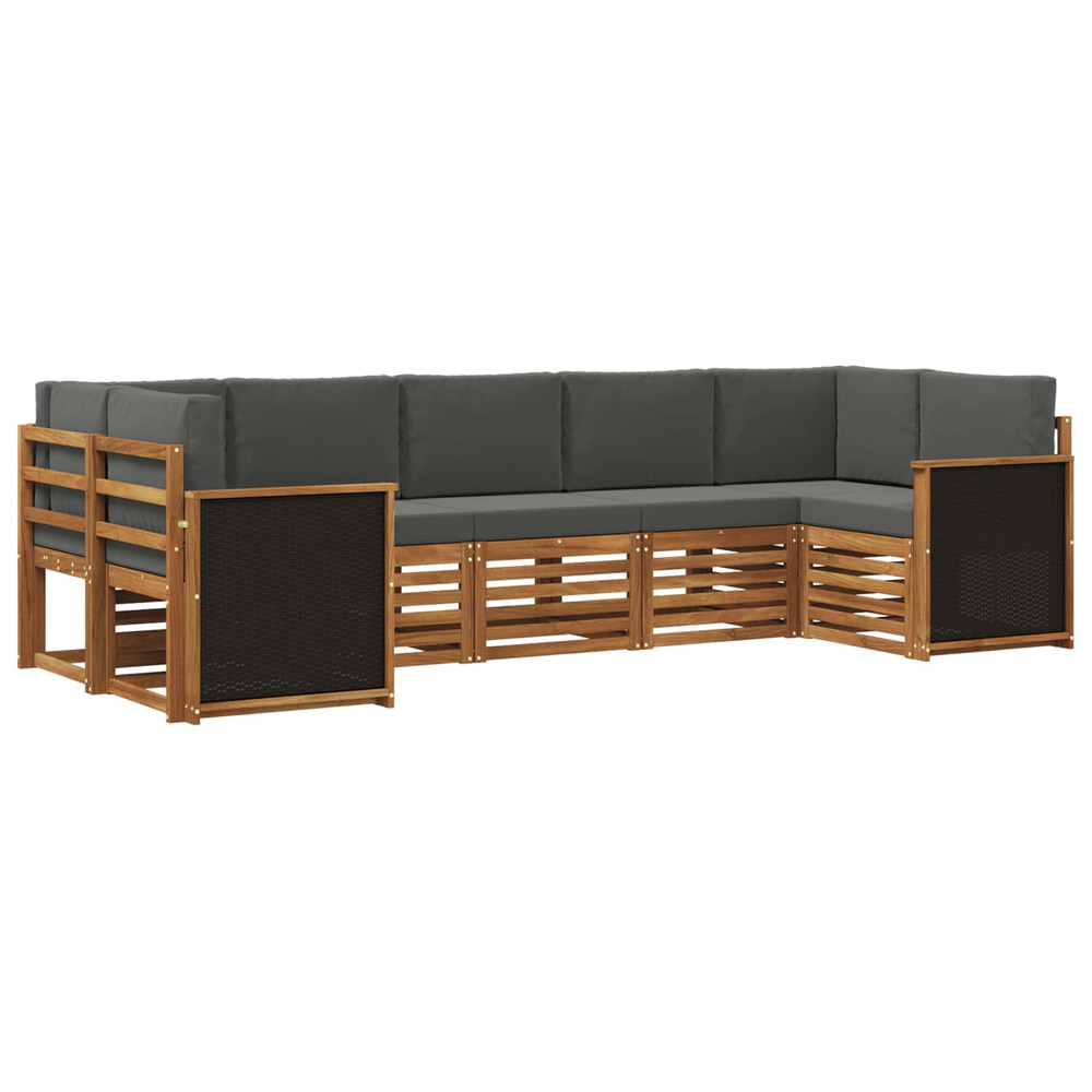 Ensemble de canapé d'angle 6 pcs naturel et anthracite