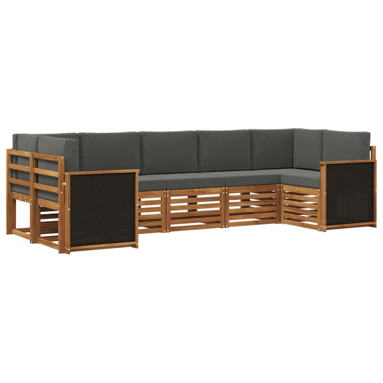 Ensemble de canapé d'angle 6 pcs naturel et anthracite