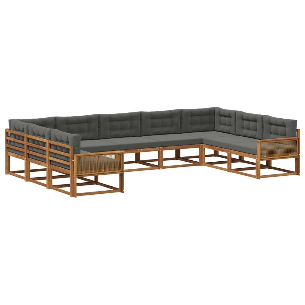Ensemble de canapés d'extérieur 9 pc naturel et anthracite