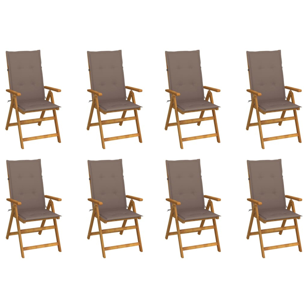 Chaises pliables de jardin avec coussins lot de 8 bois d'acacia