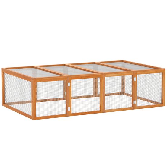 Grand clapier à lapin bois extérieur intérieur avec double toit ouvrant marron