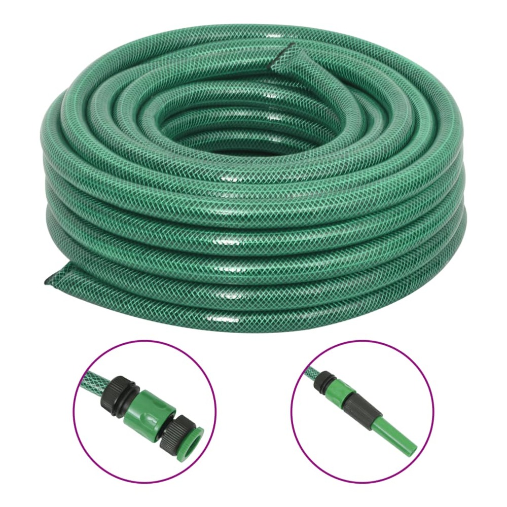 Tuyau d'arrosage avec jeu de raccords vert 0,75 50 m pvc