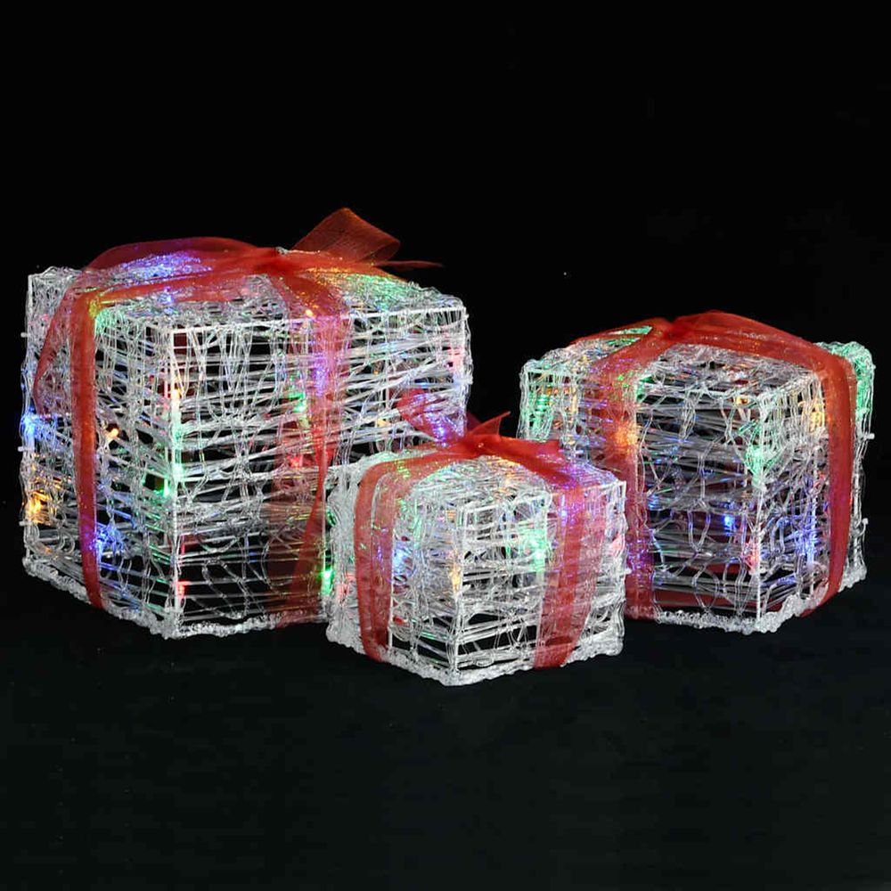Boîtes-cadeaux de noël décoratives 3 pcs acrylique colorées