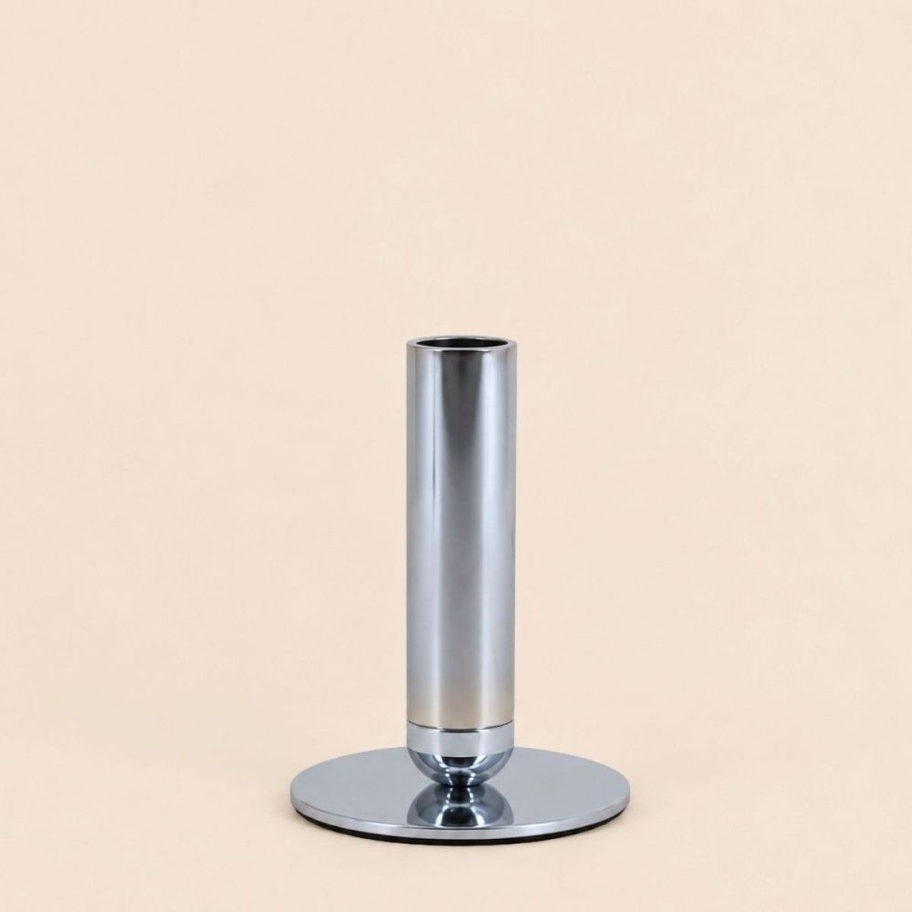 Bougeoir design en métal chromé 10,5cm