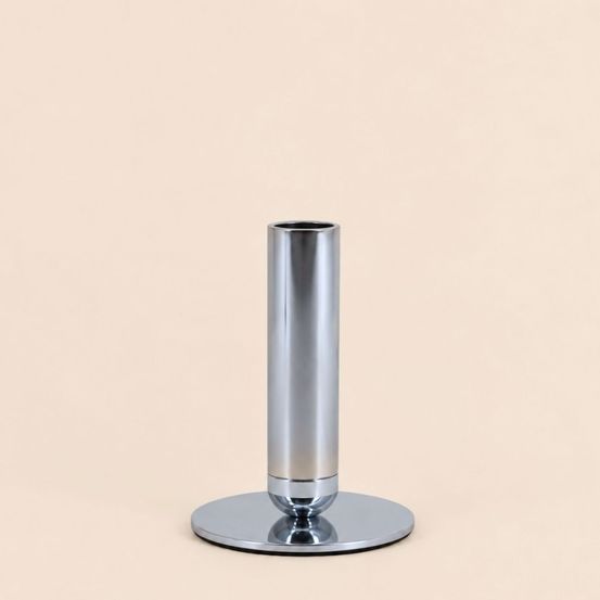 Bougeoir design en métal chromé 10,5cm