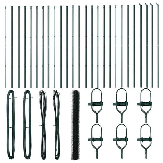 Clôture avec poteaux vert 1.6 x 50 m acier recouvert de pvc