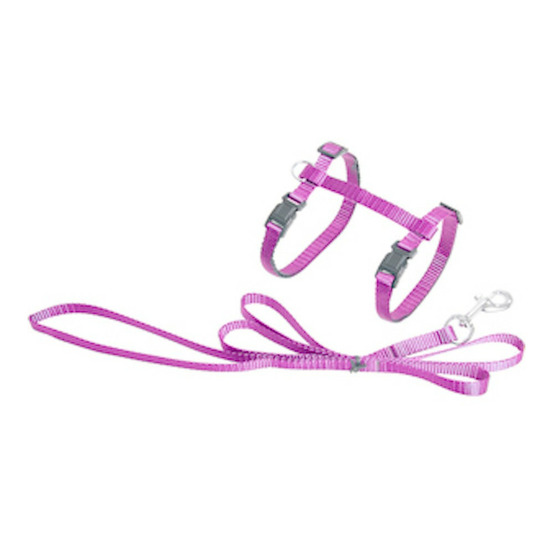 Harnais et laisse de 1,10 mètre couleur rose, pour chat,