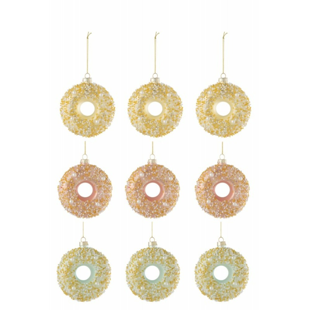 Boite de 6 boules de noël en verre multicouleur 9x3.5x9.5 cm