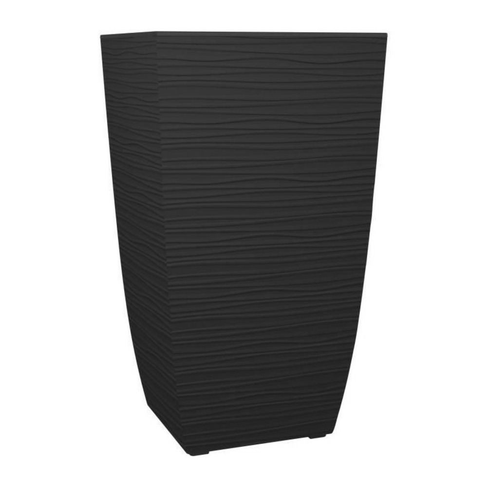Eda bac a fleurs carré haut diva stone 42 l - avec bac amovible - extérieur ou intérieur - décor vagues - 43,5 x 43,5 x h.78