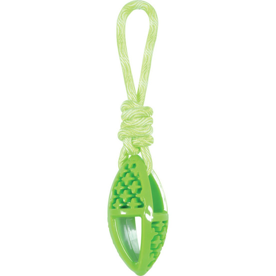 Jeux pour chien ovale en tpr et corde longueur 27.5 cm, vert,