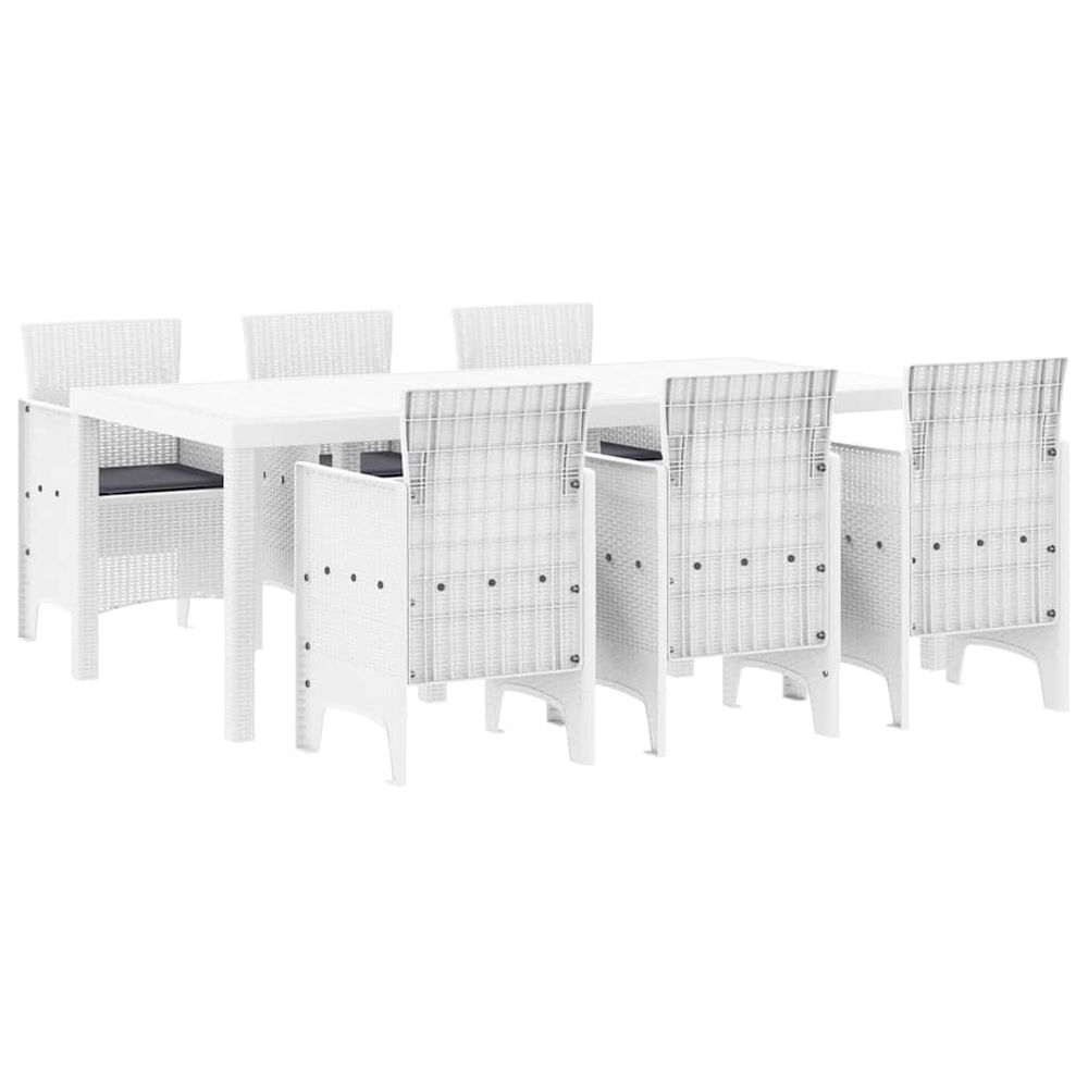 Ensemble de salle à manger pour jardin 7 pc blanc polypropylène