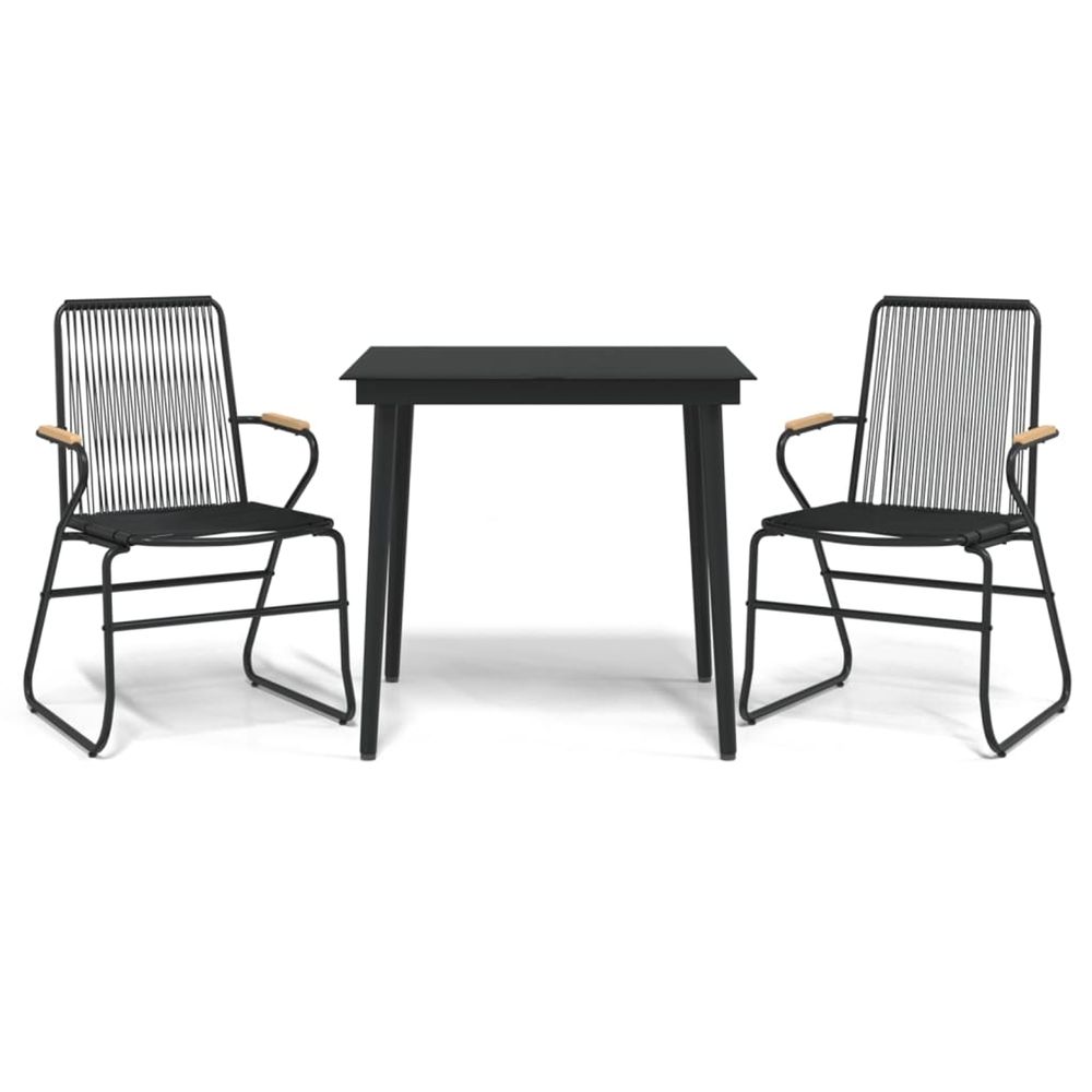 Ensemble à manger de jardin 3 pcs noir rotin pvc