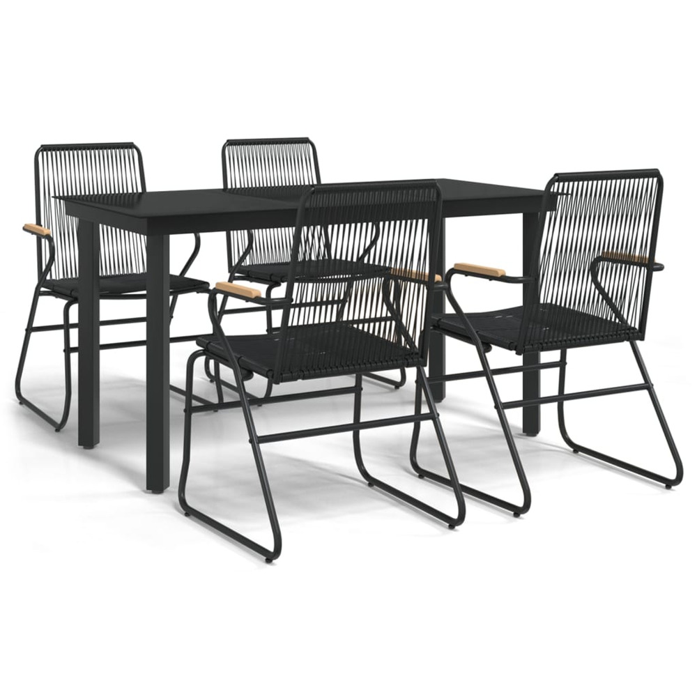Ensemble à manger de jardin 5 pcs noir rotin pvc