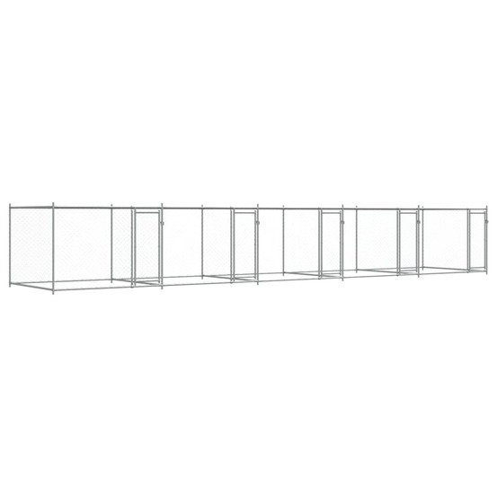 Cage pour chien avec portes gris 10x2x1,5 m acier galvanisé