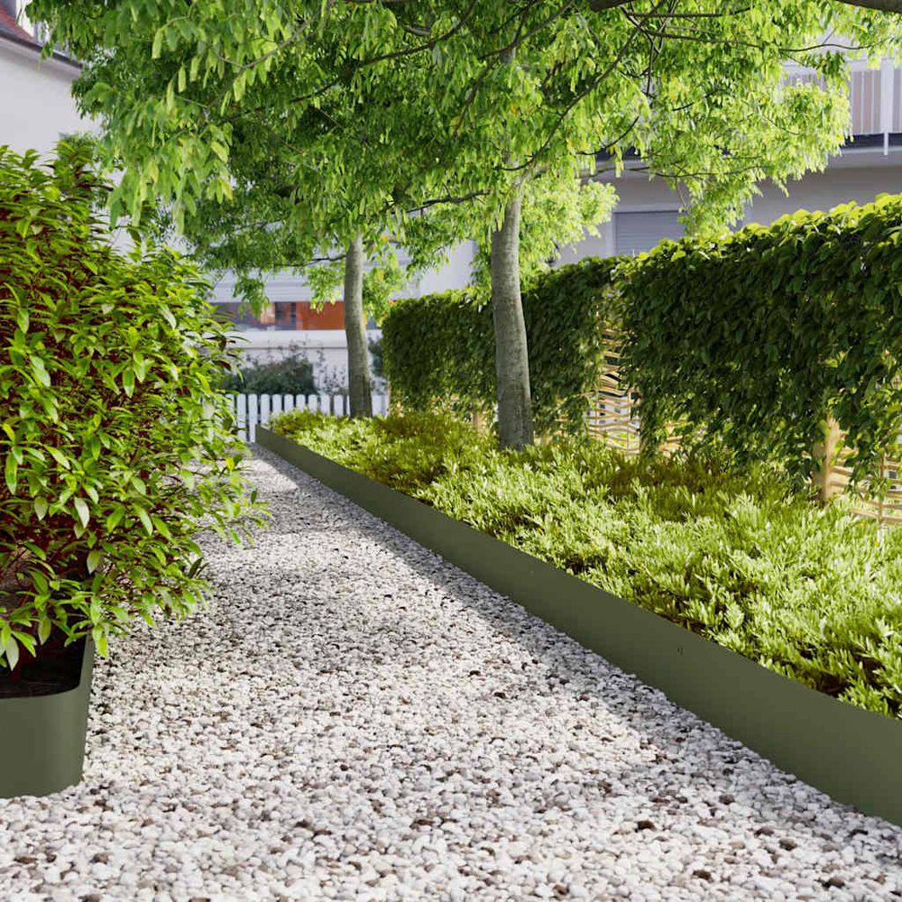 Bordure jardin acier laminé délimitation massifs allées souple 103x20cm vert olive