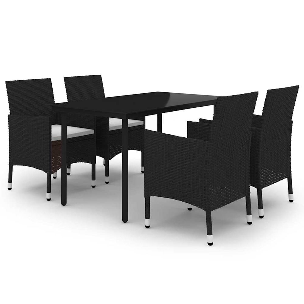 Ensemble à manger de jardin coussins 5 pcs résine tressée verre