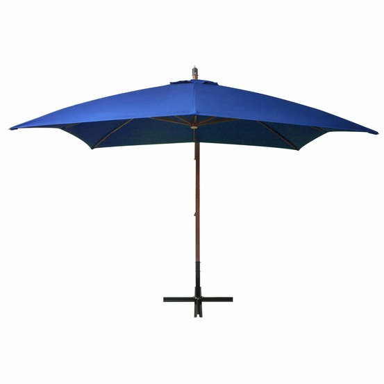 Parasol de jardin suspendu avec mât bleu azuré bois de sapin