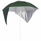 Parasol de plage avec parois latérales vert 215 cm
