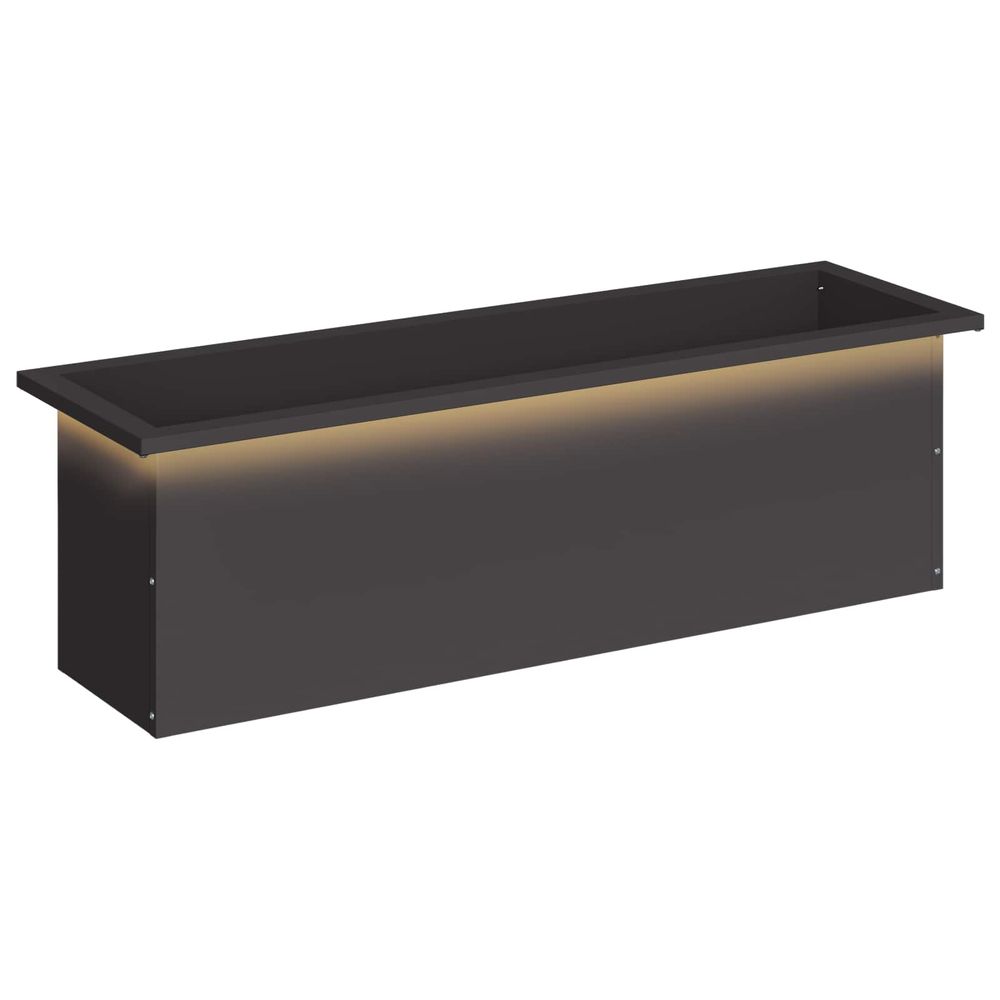 Jardinière d'extérieur de jardin avec led noir 30 x 100 x 30 cm acier