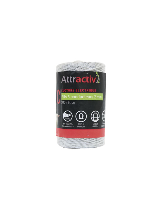Fil 6 conducteurs tricond ø 0,3 mm blanc/rouge, bobine 200m