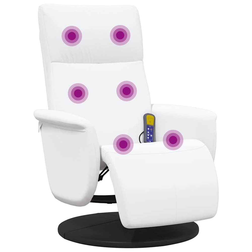 Fauteuil inclinable de massage repose-pieds blanc similicuir
