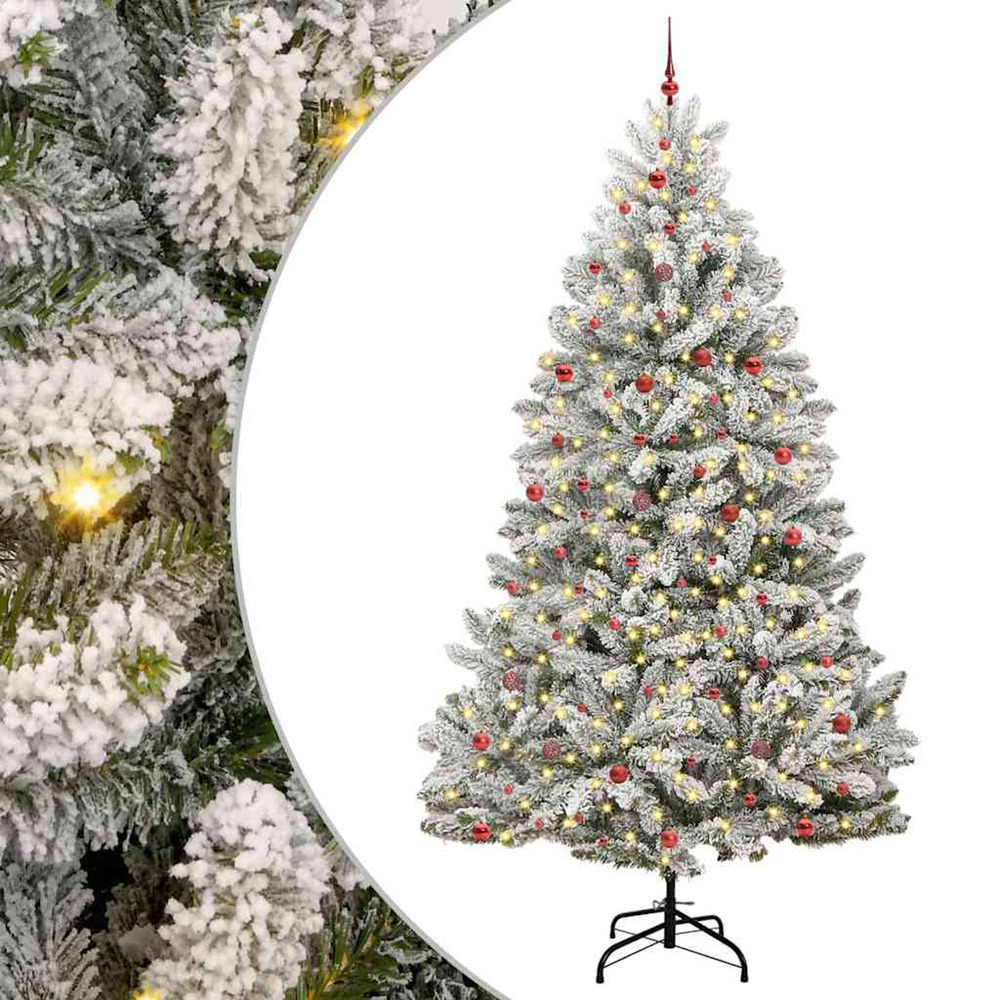 Sapin de noël artificiel vert et blanc 300 cm pvc et métal