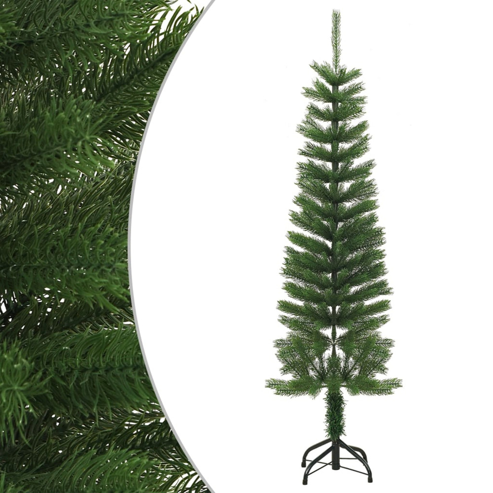 Sapin de noël artificiel mince avec support 150 cm pe
