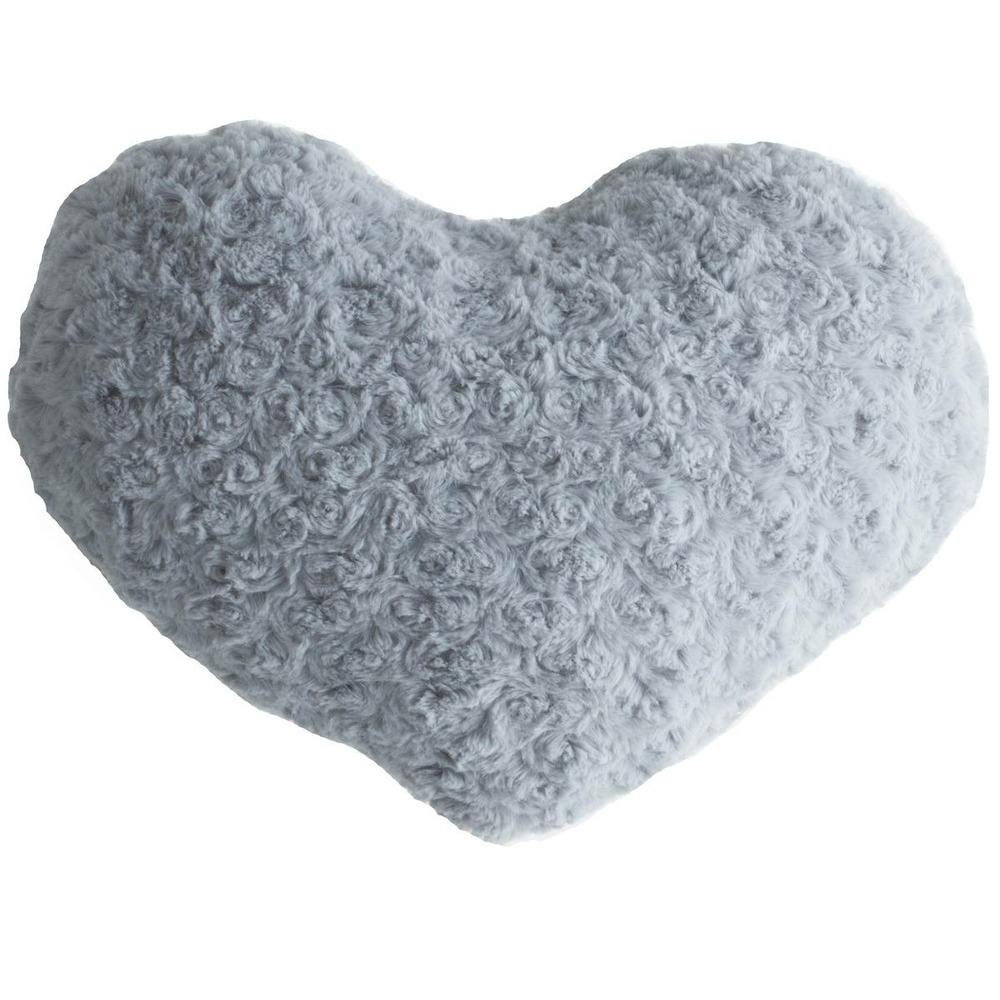 Coussin coeur - bouclette - gris - 28x36 cm
