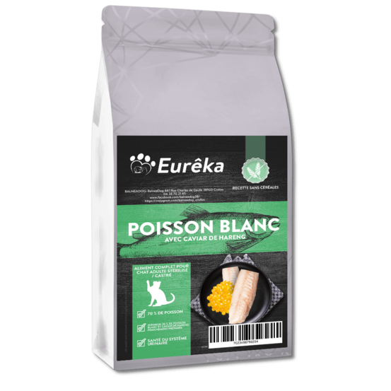 Croquettes chat adulte holistic sans céréales - poisson blanc avec caviar de hareng - 5 kg