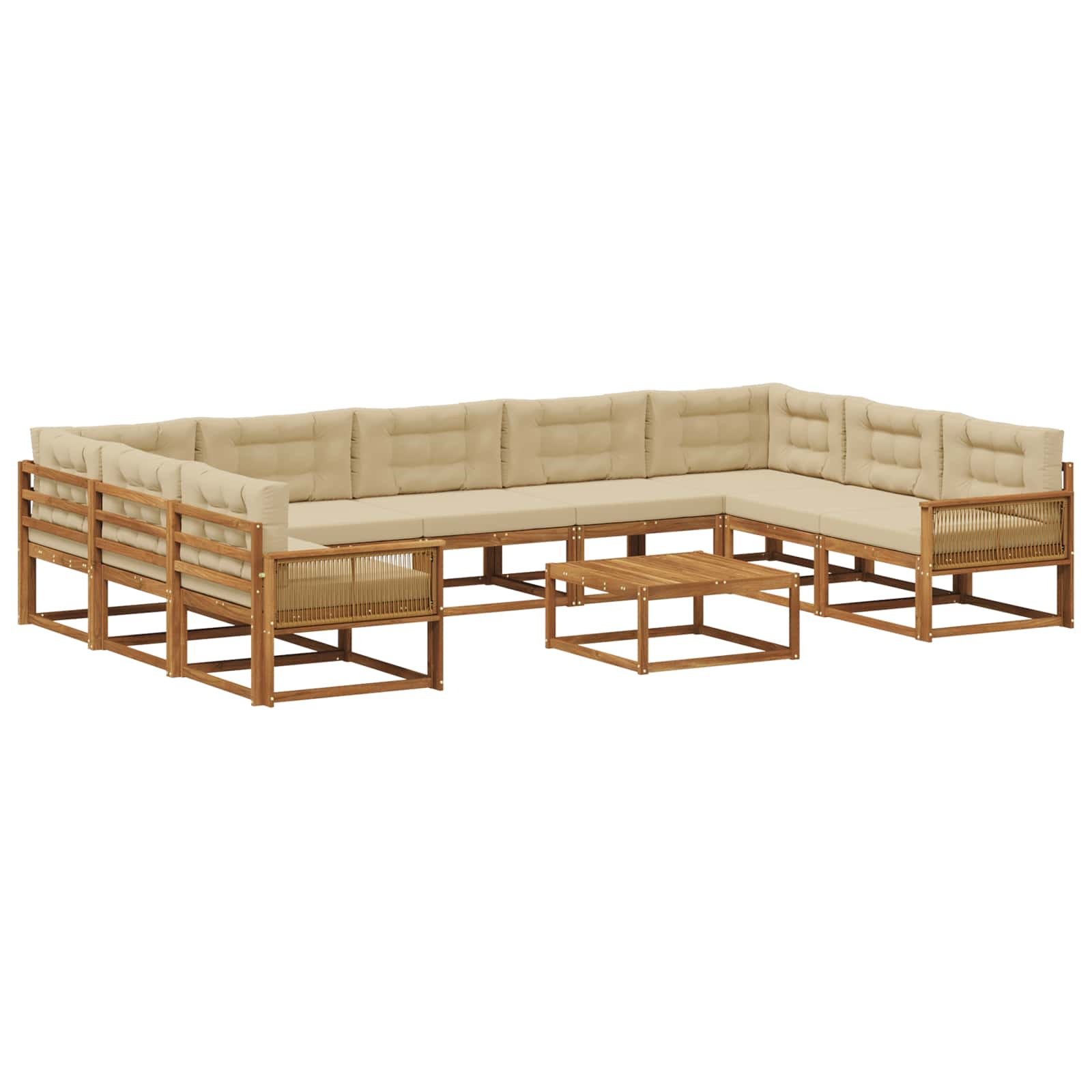 Ensemble de canapés d'extérieur 10 pcs naturel et beige