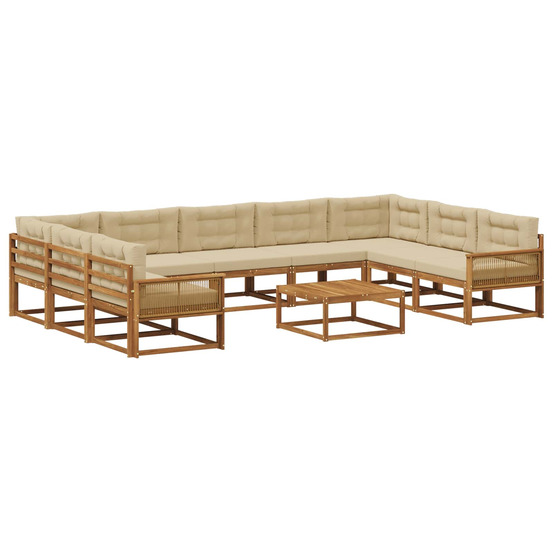 Ensemble de canapés d'extérieur 10 pcs naturel et beige