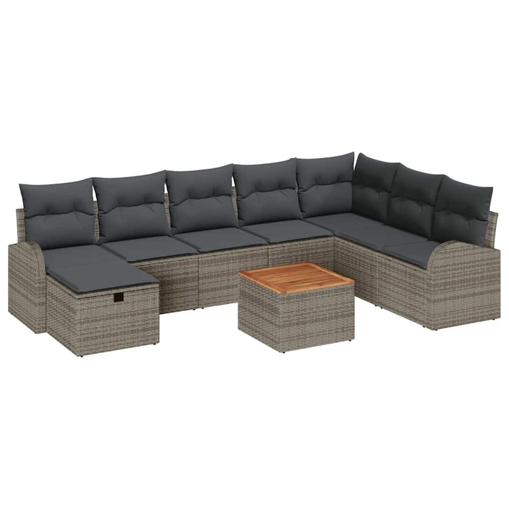 Ensemble de canapé de jardin 9 pc gris poly rotin