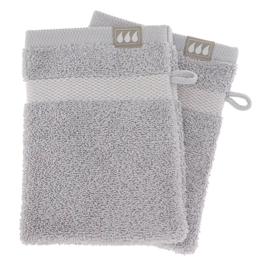Set de 2 gants de toilette 15x21 cm 100% coton - gris clair