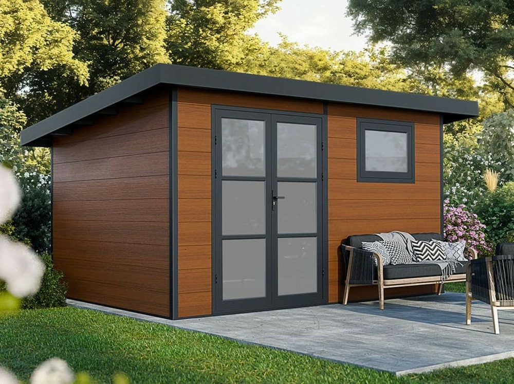 Abri de jardin composite alma - 11m2 brun - garanti 20 ans - cabanon de jardin