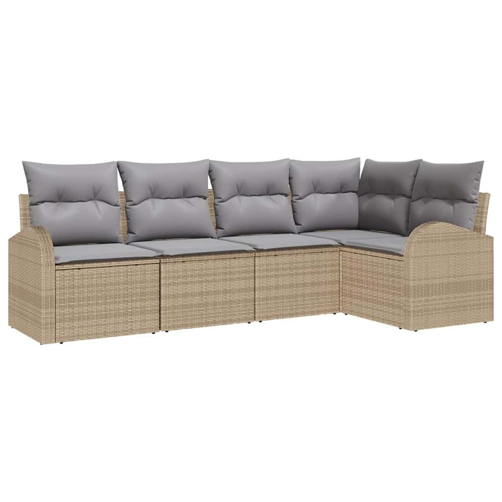 Ensemble de canapé de jardin 5 pc beige et gris clair polyrotin