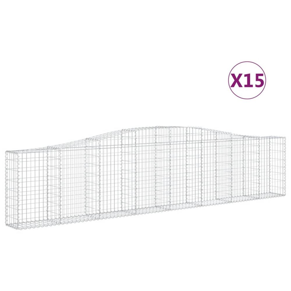 Paniers à gabions arqués 15 pcs 400x30x80/100 cm fer galvanisé