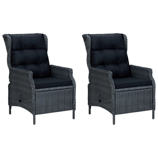 Ensemble à manger 9 pcs avec coussins résine tressée gris foncé