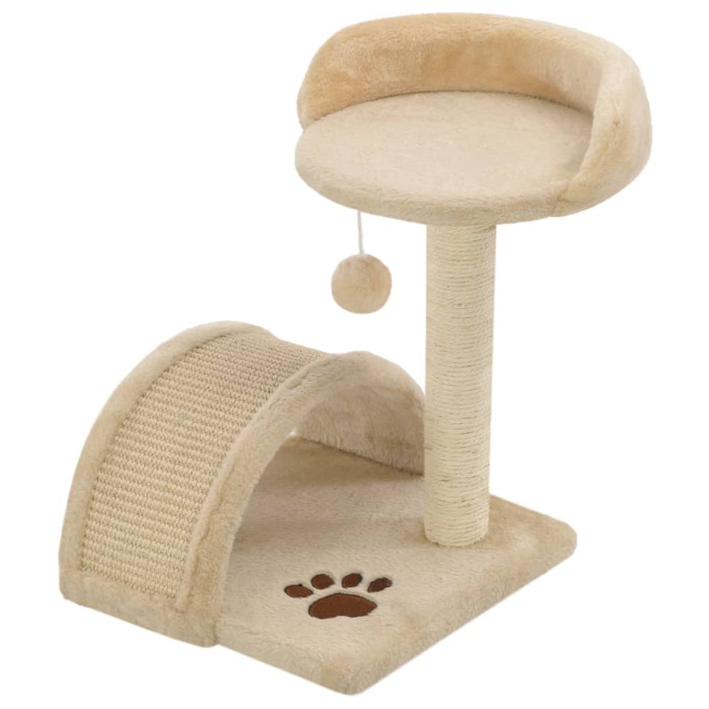Arbre à chat avec griffoir en sisal 40 cm beige et marron